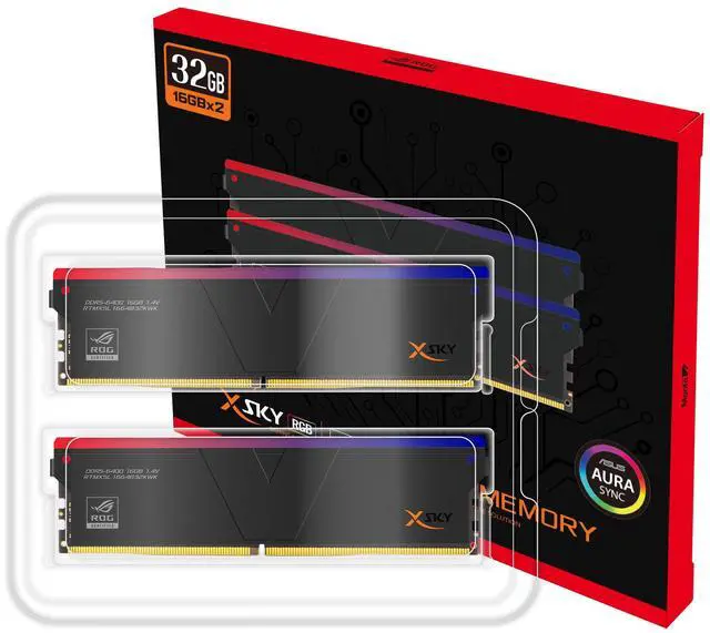 Alt view image 4 of 5 - V-COLOR DDR5 XSky ROG Certified 32GB(16GBx2) 6400MHz CL32-39-39-102 1.4V SK Hynix IC RGB Gaming Desktop Upgrade RAM Memory Module U-DIMM (INTEL XMP) -Midnight Black (RTMXSL1664832KWK)
