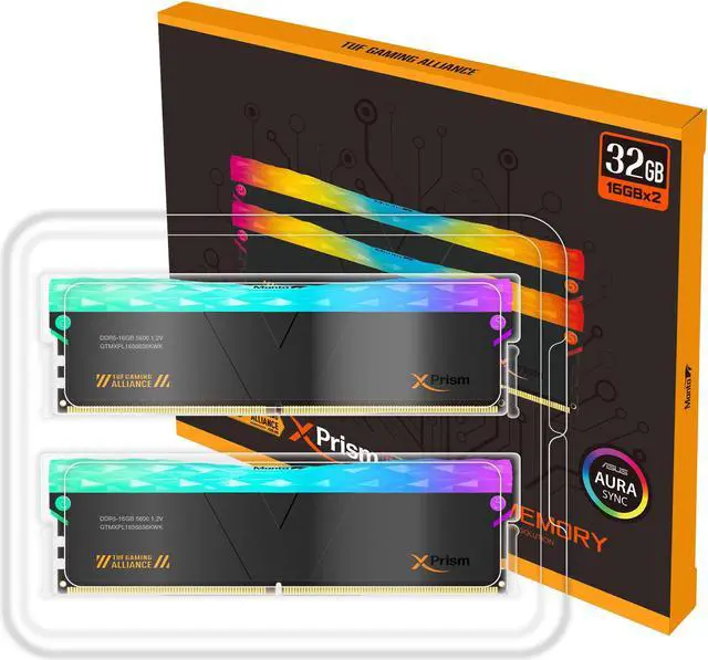 Alt view image 5 of 6 - V-COLOR DDR5 (TUF Gaming Alliance) Manta XPrism 32GB(16GBx2) 5600MHz CL36 RGB U-DIMM 1.2V SK Hynix IC Gaming Desktop Upgrade RAM Memory Module - Black (GTMXPL1656836KWK)