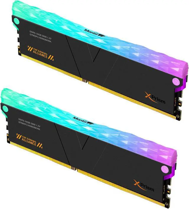 Alt view image 2 of 6 - V-COLOR DDR5 (TUF Gaming Alliance) Manta XPrism 32GB(16GBx2) 5600MHz CL36 RGB U-DIMM 1.2V SK Hynix IC Gaming Desktop Upgrade RAM Memory Module - Black (GTMXPL1656836KWK)
