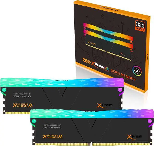 Alt view image 3 of 6 - V-COLOR DDR5 (TUF Gaming Alliance) Manta XPrism 32GB(16GBx2) 6200MHz CL36 RGB U-DIMM 1.3V Gaming Desktop Upgrade RAM Memory Module - Black (GTMXPL1662836KWK)