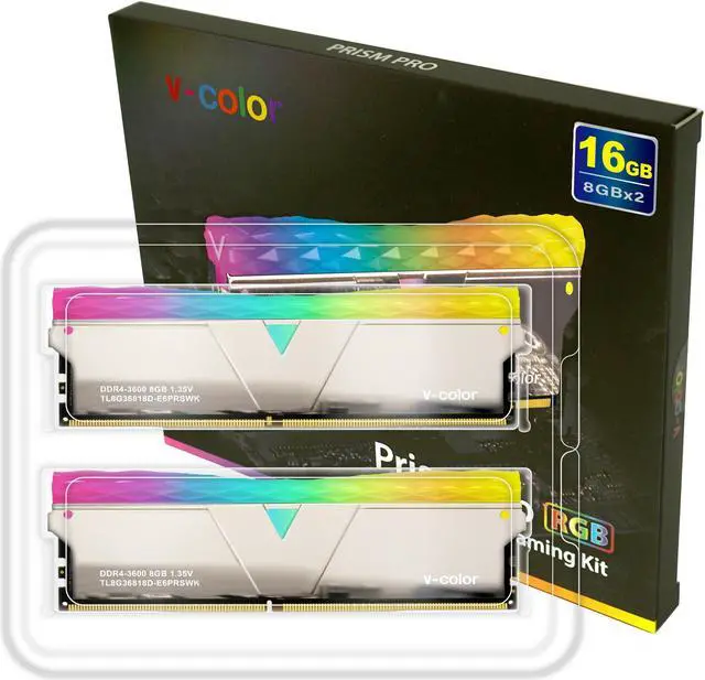 Alt view image 4 of 4 - V-COLOR Prism Pro RGB 16GB (2x8GB) DDR4 3600MHz (PC4-28800) U-DIMM 1.35V SK Hynix IC Gaming Memory - Mirror Finish Silver (TL8G36818D-E6PRSWK)