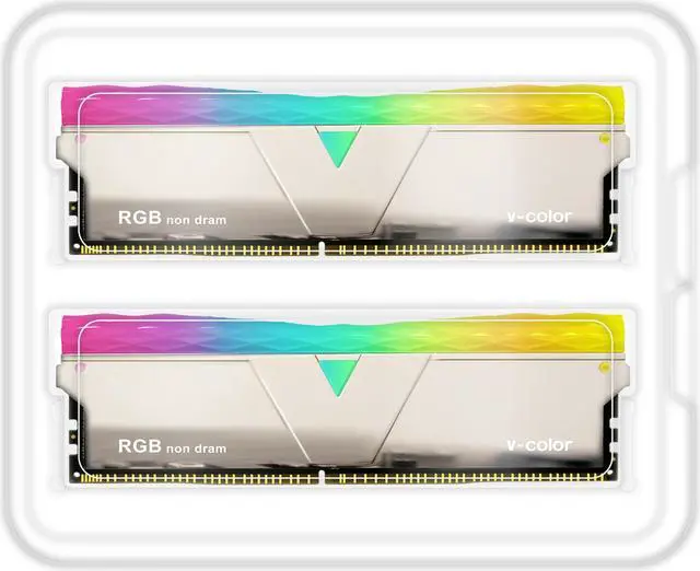 Alt view image 3 of 5 - V-COLOR Prism Pro RGB 2x0GB Dummy Module kit DDR4 RAM Light Enhancement Kit (Physical Memory not included) - Silver (TY-E6PYSWK)