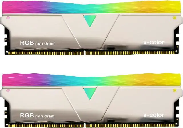 Alt view image 2 of 5 - V-COLOR Prism Pro RGB 2x0GB Dummy Module kit DDR4 RAM Light Enhancement Kit (Physical Memory not included) - Silver (TY-E6PYSWK)