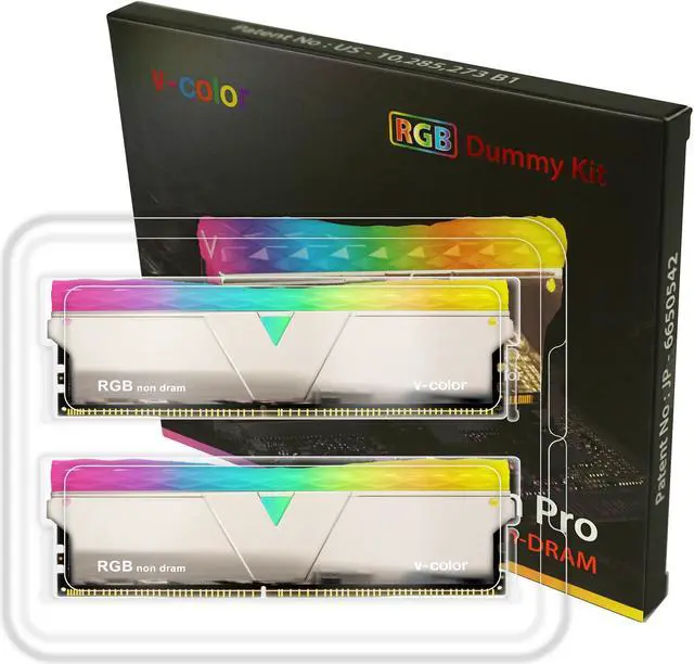 Alt view image 5 of 5 - V-COLOR Prism Pro RGB 2x0GB Dummy Module kit DDR4 RAM Light Enhancement Kit (Physical Memory not included) - Silver (TY-E6PYSWK)