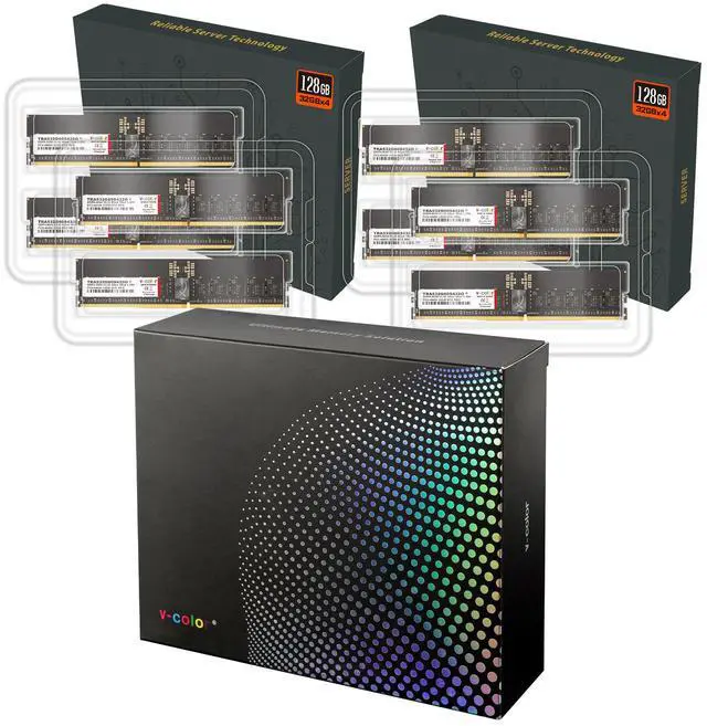 Alt view image 3 of 3 - V-COLOR DDR5 256GB (32GBx8) 6000MHz CL32 4Gx4 1Rx4 OC R-DIMM (Overclocking ECC Registered DIMM) 1.25V Memory Ram for WRX90 Workstation (AMD EXPO) (TRA532G60S432O)