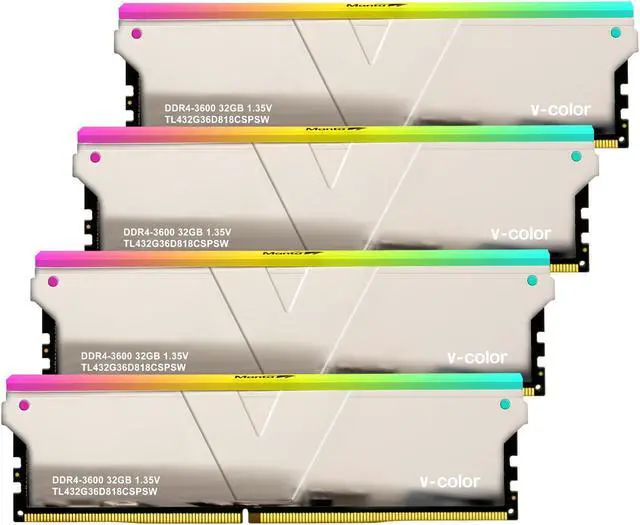 Main image of V-COLOR Skywalker Plus RGB DDR4 3600(PC4 28800) 128GB (4x32GB) CL18 Desktop Memory for Workstation (HEDT), Ultra-Low Timing, 288-Pin, TL432G36D818CSPSW