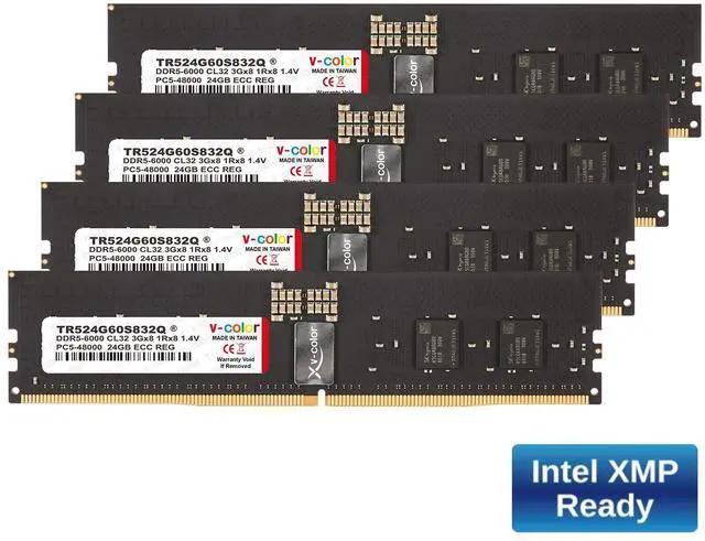 V-COLOR DDR5 96GB (24GBx4) 6000MHz CL32 Overclocking R-DIMM 3Gx8