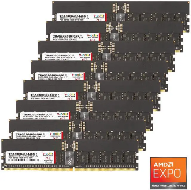 DDR5 4800MHz R-DIMM 32GB 4枚 v-color メモリ V-COLOR DDR5 256GB (32GBx8) 4800MHz CL36 4Gx4 1Rx4 JEDEC R-DIMM