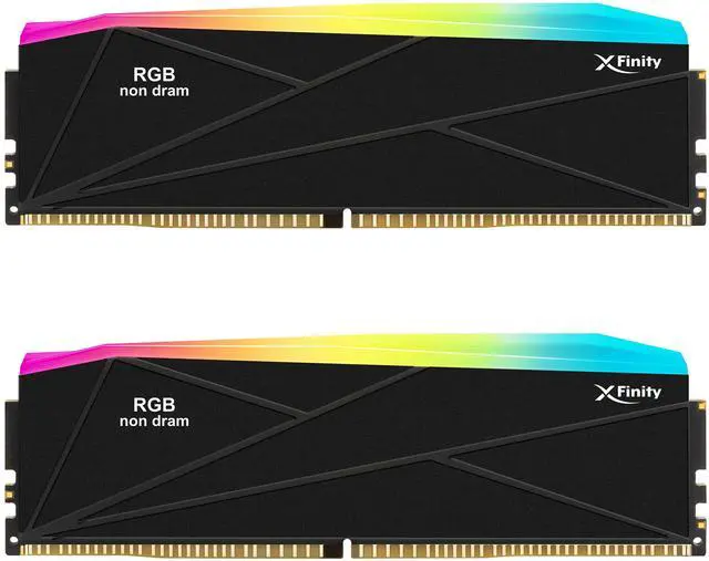 Alt view image 2 of 4 - V-COLOR Manta XFinity CUDIMM DDR5 RGB Filler Solution - 2X Modules - 0GB RAM - Intel Compatible - Black w/ Silver Light Rod