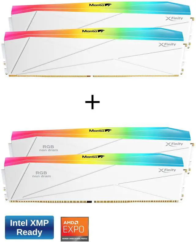 Main image of V-COLOR DDR5 SCC 2+2 KIT Manta XFinity 32GB(16GBx2) 7200MHz with RGB Filler kit CL34 1.4V RGB Gaming Desktop Upgrade RAM Memory Module - White (TMXFL1672834WW-DW)