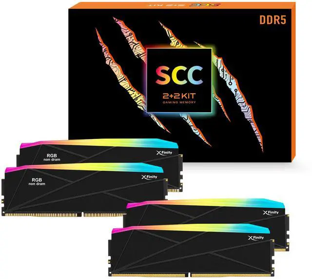 Alt view image 4 of 4 - V-COLOR DDR5 SCC 2+2 KIT Manta XFinity 48GB(24GBx2) 7600MHz with RGB Filler kit CL36 1.4V RGB Gaming Desktop Upgrade RAM Memory Module - Black (TMXFL2476836KW-DK)