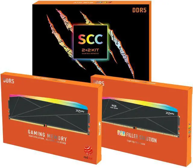Alt view image 5 of 4 - V-COLOR DDR5 SCC 2+2 KIT Manta XFinity 48GB(24GBx2) 7600MHz with RGB Filler kit CL36 1.4V RGB Gaming Desktop Upgrade RAM Memory Module - Black (TMXFL2476836KW-DK)