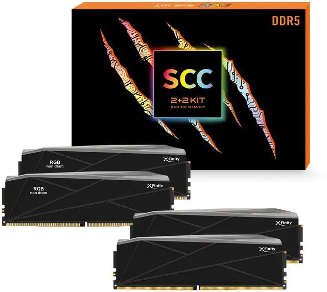 Alt view image 4 of 4 - V-COLOR DDR5 SCC 2+2 KIT Manta XFinity 48GB(24GBx2) 8200MHz CUDIMM with RGB Filler kit CL40 1.4V RGB Gaming Desktop Upgrade RAM Memory Module - Black/Silver (TMXFCL2482840KS-DK)