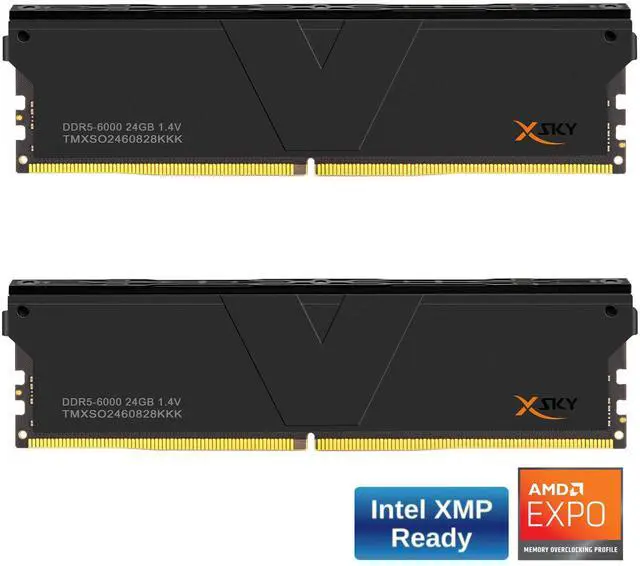 Main image of V-COLOR Manta XSky DDR5 48GB (2x24GB) 6000MHz CL28 1.4V Desktop Upgrade Memory Module, Ultra Low Timing,Dual profile for AMD & Intel TMXSO2460828KKK