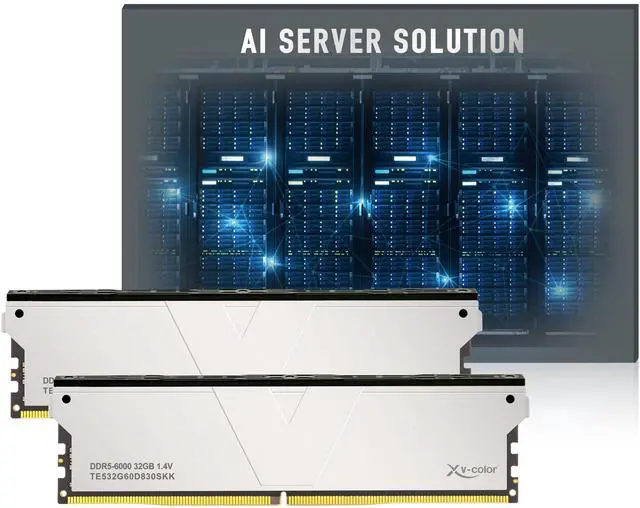 Alt view image 2 of 3 - V-Color DDR5 64GB (32GBx2) 6000MHz CL30 2Rx8 OC ECC UNBUFFERED DIMM 1.4V (Overclocking ECC UDIMM) Memory Ram for Server (TE532G60D830SKK)