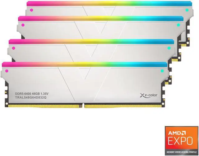 Main image of V-Color DDR5 192GB (48GBx4) 6400MHz CL32 2Rx8 OC R-DIMM RGB(Overclocking ECC Registered RGB DIMM) 1.35V Memory Ram for TRX50/WRX90 Workstation (AMD EXPO) (TRAL548G64D832Q)