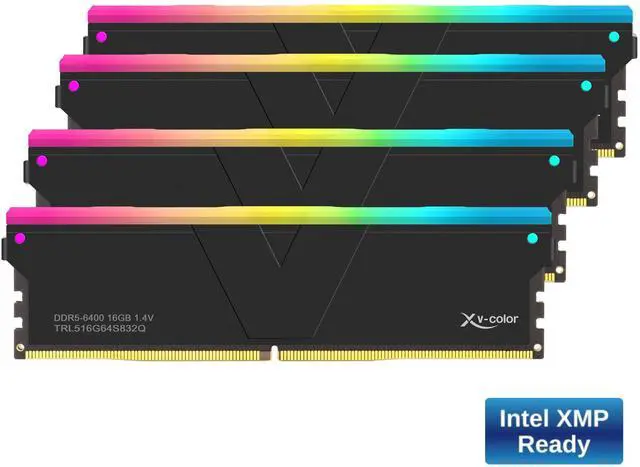 Main image of V-Color DDR5 64GB (16GBx4) 6400MHz CL32 1Rx8 OC R-DIMM RGB(Overclocking ECC Registered RGB DIMM) 1.4V Memory Ram for W790 Workstation (Intel XMP) (TRL516G64S832Q)