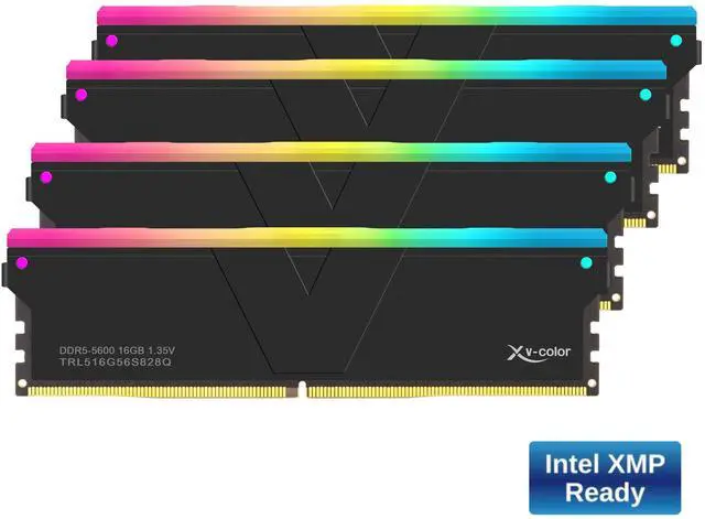 Main image of V-Color DDR5 64GB (16GBx4) 5600MHz CL28 1Rx8 Ultra-Low timing OC R-DIMM RGB(Overclocking ECC Registered RGB DIMM) 1.35V Memory Ram for W790 Workstation (Intel XMP) (TRL516G56S828Q)