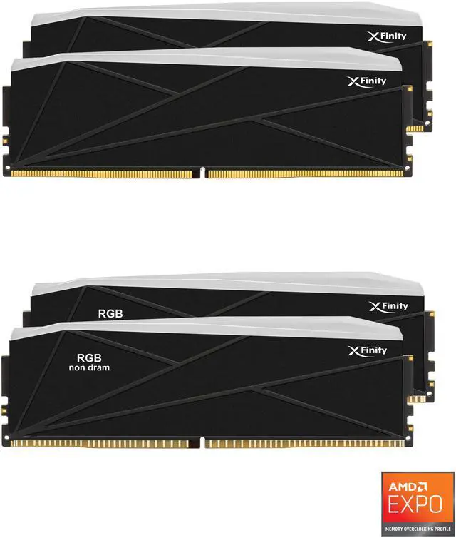 Main image of V-COLOR DDR5 SCC 2+2 KIT Manta XFinity 128GB(64GBx2) 6400MHz CL32 1.4V AMD EXPO SK HYNIX ORIGINAL IC RGB Gaming Desktop Upgrade RAM Memory Module  Black(TMXFAL6464832KW-DK)