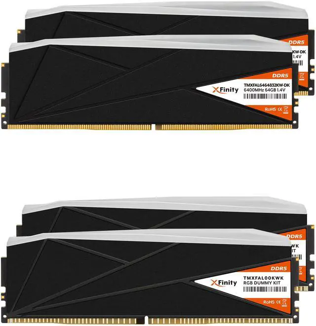 Alt view image 5 of 5 - V-COLOR DDR5 SCC 2+2 KIT Manta XFinity 128GB(64GBx2) 6400MHz CL32 1.4V AMD EXPO SK HYNIX ORIGINAL IC RGB Gaming Desktop Upgrade RAM Memory Module  Black(TMXFAL6464832KW-DK)