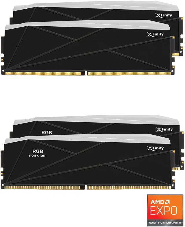 Main image of V-COLOR DDR5 SCC 2+2 KIT Manta XFinity 64GB(32GBx2) 8000MHz CL40 1.4V AMD EXPO SK HYNIX ORIGINAL IC RGB Gaming Desktop Upgrade RAM Memory Module  Black(TMXFAL3280840KW-DK)