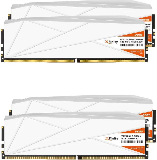 Alt view image 3 of 3 - V-COLOR DDR5 TUF GAMING ALLIANCE SCC 2+2 KIT Manta XFinity 96GB (48GBx2) 6400MHz CL32 1.35V AMD EXPO SK Hynix Original IC RGB Gaming Desktop Upgrade RAM Memory Module White (GTMXFAL4864832WW-DW)
