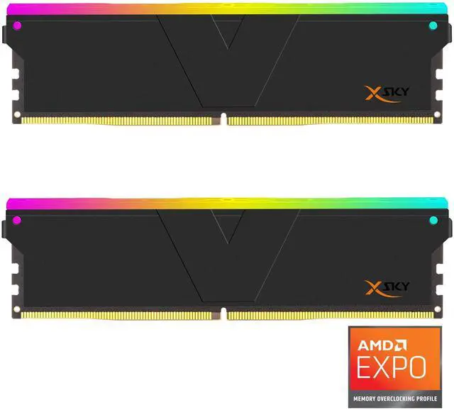 Main image of V-COLOR Manta XSky DDR5 32GB (2x16GB) 6000MHz CL30 1.25V SK Hynix IC RGB Gaming Desktop Upgrade Memory Module Black, for AMD EXPO TMXSAL1660830KWK