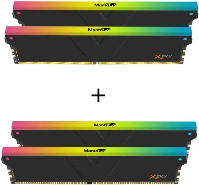 Alt view image 2 of 2 - V-COLOR DDR5 SCC 2+2 KIT Manta XSky 32GB (2x16GB) 6000MHz CL30 1.25V SK Hynix IC RGB Gaming Desktop Upgrade Memory Module Black, compatible for AMD EXPO (TMXSAL1660830KW-DK)