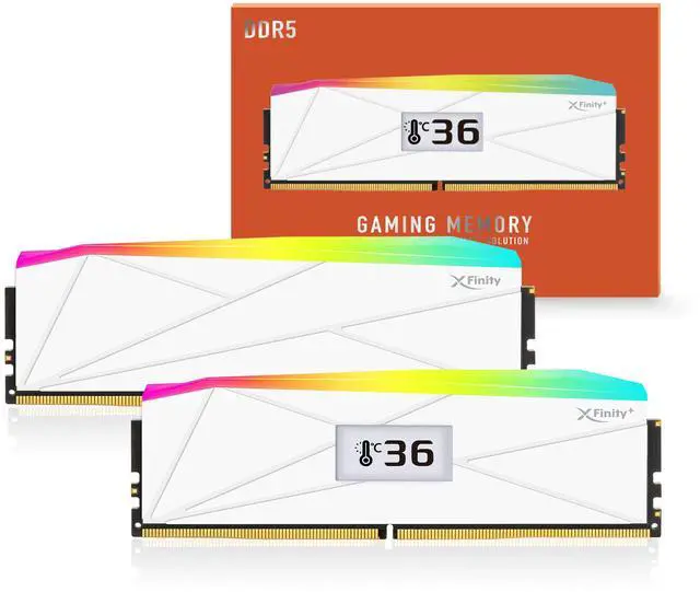 Alt view image 3 of 4 - V-COLOR OLED XFinity+ DDR5 64GB (2x32GB) 8000MHz CL40 1.35V SK Hynix IC RGB Gaming Desktop Memory with Built-in OLED Display, White, for AMD EXPO (OTMXFAL3280840WWK)