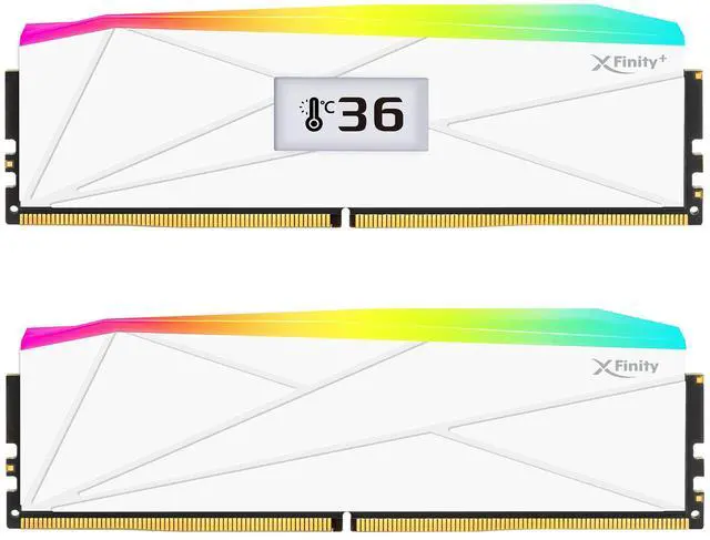 Main image of V-COLOR OLED XFinity+ DDR5 64GB (2x32GB) 8000MHz CL40 1.35V SK Hynix IC RGB Gaming Desktop Memory with Built-in OLED Display, White, for AMD EXPO (OTMXFAL3280840WWK)