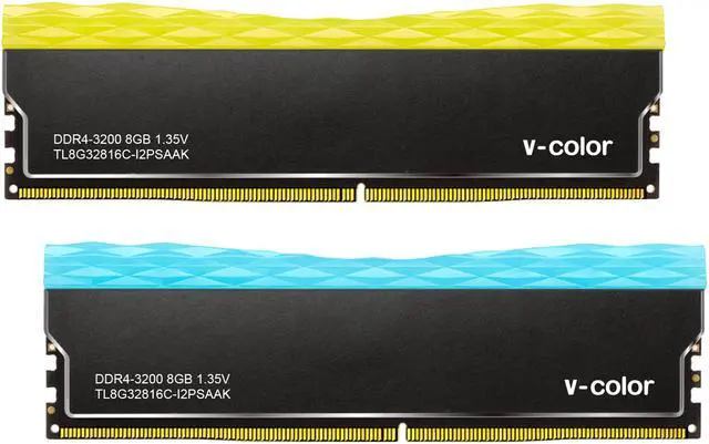 Alt view image 4 of 7 - v-color PRISM Plus RGB 16GB(2x8GB) DDR4 3200MHz(PC4-25600) SK Hynix IC Desktop Memory Model TL8G32816C-I2PSKYBK