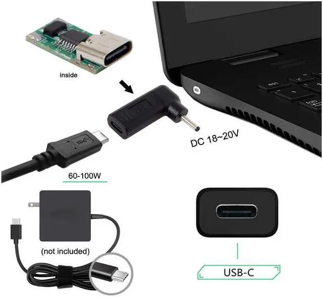 Main image of PD Adapter TYPE C USB-C to DC Tip 3.0x1.1mm Power Adapter Converter for Acer Aspire S3 S5 S7 Iconia Tab W500 W700 Samsung Series 5 9 Ultrabook Asus Zenbook UX21 UX21E UX31 Transformer Book T200 T200T