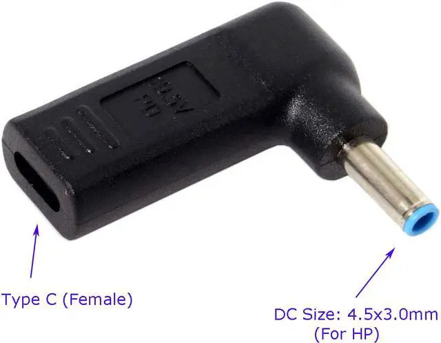 Alt view image 2 of 5 - PD Adapter Type C USB C to 4.5mm 3.0mm Laptop Adapter Converter Works for HP Pavilion, Envy, Elitebook Laptop DC JACK (BLUE)