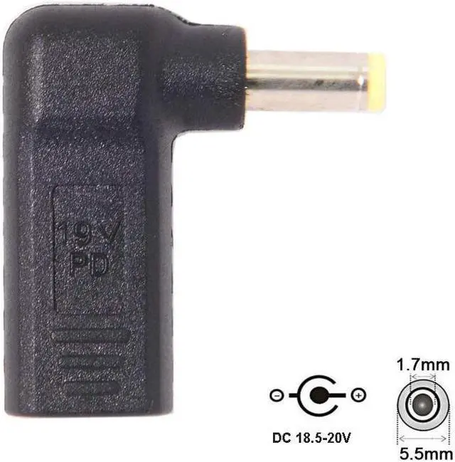 Alt view image 2 of 3 - PD Adapter USB Type C Female to DC 5.5x1.7mm Laptop Adapter Tip Converter for Acer Laptops with 5.5mm 1.7mm DC Tip