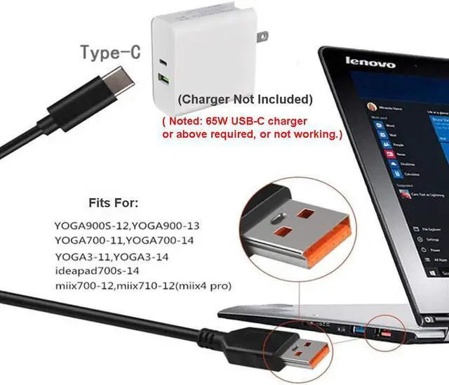 Alt view image 5 of 5 - USB Type C PD Power Adapter Plug Converter for Lenovo Yoga 3 Pro, Yoga 3 Pro-1370 Yoga 3 11 Yoga 3 14 Yoga 3-1470 Lenovo Yoga 4 Pro Yoga 700 11 Yoga 700 14 Yoga 900 13
