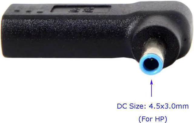 Alt view image 2 of 6 - Laptop Charger Adapter Connector Converter USB 3.1 Type C Female to 4.5x3.0mm (Blue Tip) DC Tip Power Jack for HP 65W or below laptops