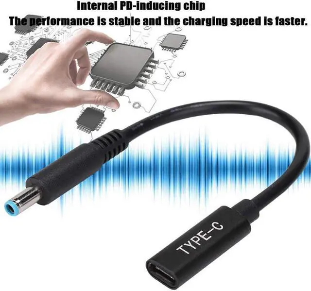 Alt view image 5 of 5 - USB C Type C Female to 4.5x3.0mm DC Tip (Blue Tip) Adapter Cable PD Converter Cable for HP Pavilion elitebook Stream touchsmart 11 13 14 15 Folio 1040 g1 Spectre ultrabook 13