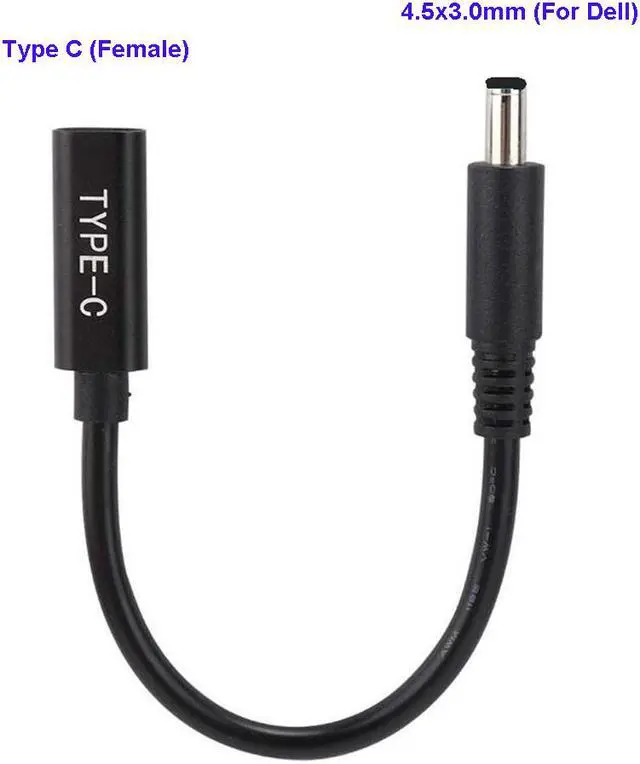Alt view image 2 of 5 - USB C Type C Female to 4.5x3.0mm DC Tip (Black Tip) Adapter Cable PD Converter Cable for Dell 65W or below laptops