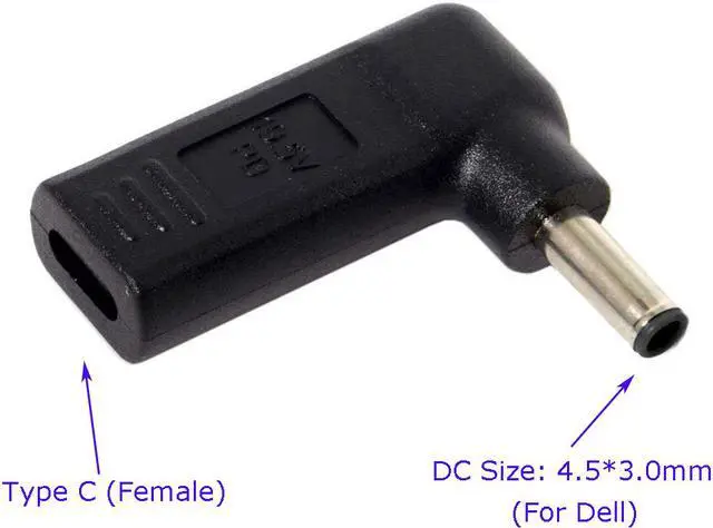 Main image of Laptop Adapter Connector Tip Converter USB 3.1 Type C Female to 4.5mm 3.0mm DC Tip Power Jack for Dell 65W or below laptops
