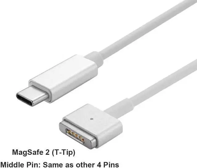 Alt view image 3 of 7 - 100W USB C Type C to Magsafe 2 T-Tip Power Adapter PD Charger Cable for Apple MacBook Pro 13inch 15in 17inch with Retina Display Apple MacBook Air Pro After 2012 year