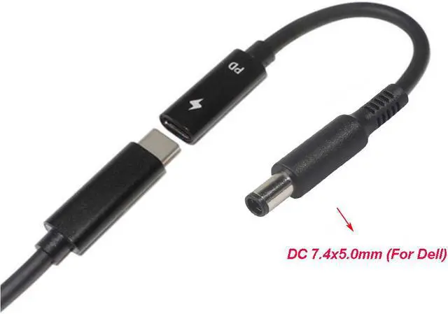 Alt view image 3 of 3 - USB 3.1 Type C USB C Laptop Charger Power Adapter Converter USB Type C Female to 7.4*5.0mm DC Plug Jack for Dell 65W or below Laptops