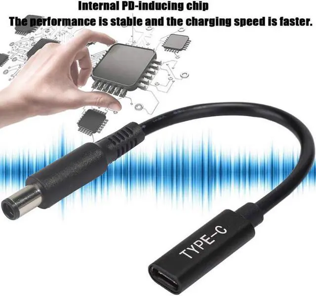 Alt view image 2 of 3 - USB 3.1 Type C USB C Laptop Charger Power Adapter Converter USB Type C Female to 7.4*5.0mm DC Plug Jack for Dell 65W or below Laptops