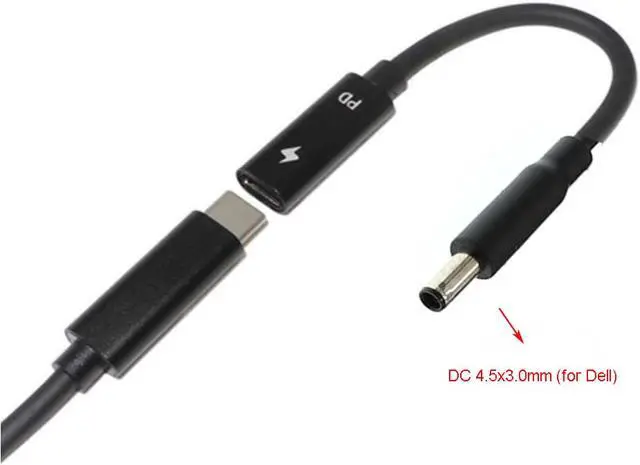 Alt view image 7 of 8 - USB 3.1 Type C USB C Laptop Charger Power Adapter Converter Cable USB Type C Female to 4.5*3.0mm DC Plug Jack for Dell 65W or below Laptops