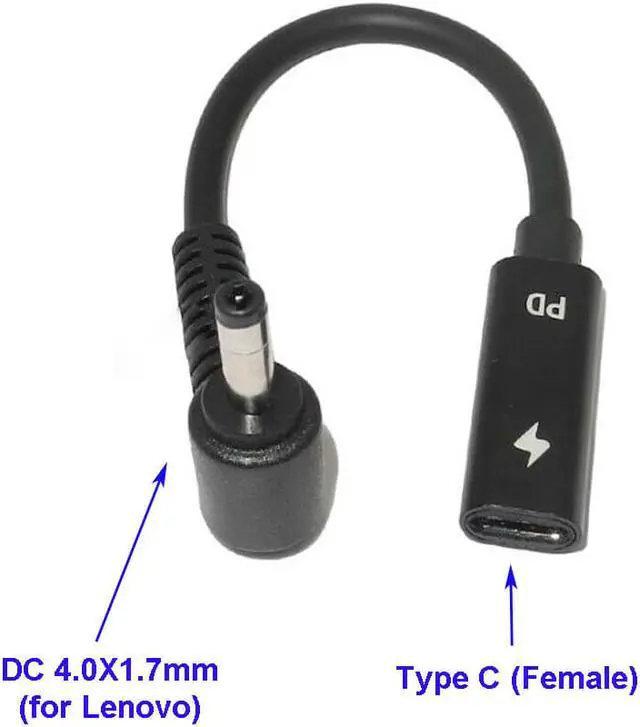 Alt view image 6 of 10 - Laptop DC Power Adapter Converter for Lenovo YOGA 510 710 MIIX5 7000 Air 12 13 ideapad 320 USB Type C Female to 4.0*1.7mm Charger