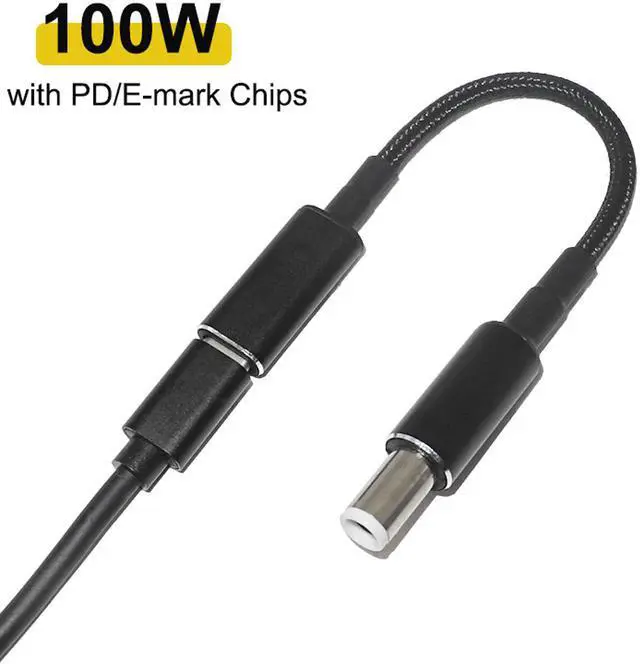Alt view image 4 of 6 - 100W USB-C Type C Female to 7.4x5.0mm PD Charger Power Cable for Dell 90W or below Laptops