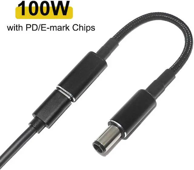 Alt view image 3 of 5 - 100W USB 3.1 Type C Adapter Converter USB-C PD Fast Charging Cable Cord USB Type C Female to 7.4mm 5.0mm for HP Notebook Charger