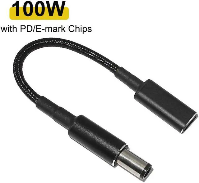 Alt view image 2 of 5 - 100W USB 3.1 Type C Adapter Converter USB-C PD Fast Charging Cable Cord USB Type C Female to 7.4mm 5.0mm for HP Notebook Charger