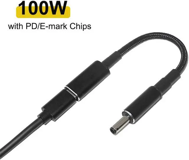 Alt view image 4 of 6 - 100W USB C Type-C Female to 4.5mm 3.0mm DC Tip PD Power Cable for Dell 90W or Below Laptop Chargers