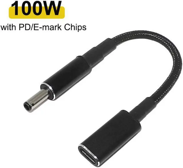 Alt view image 2 of 6 - 100W USB C Type-C Female to 4.5mm 3.0mm DC Tip PD Power Cable for Dell 90W or Below Laptop Chargers