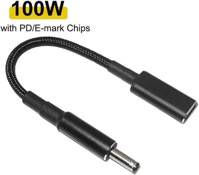 Alt view image 3 of 6 - 100W USB C Type-C Female to 4.5mm 3.0mm DC Tip PD Power Cable for Dell 90W or Below Laptop Chargers